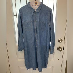 J. Crew Chambray Blue Long Sleeve Shirt Dress